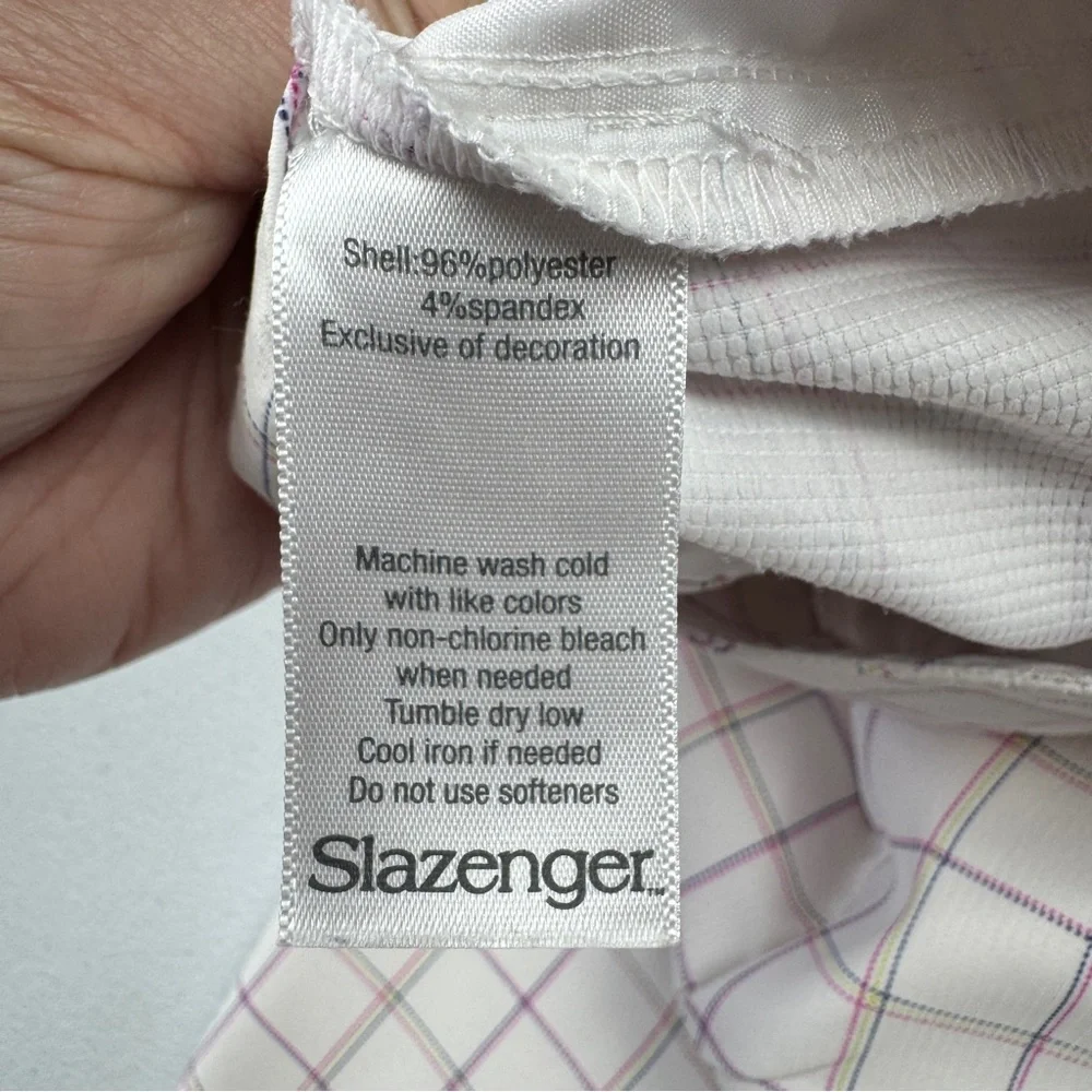 Slazenger‎ Shorts Womens 8 White Knee Length Golf Shorts Pink Logo